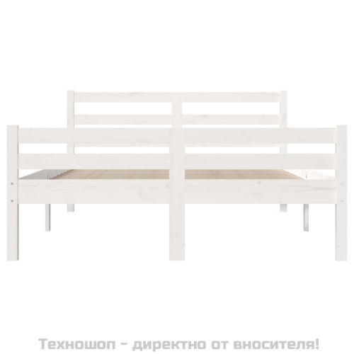 Рамка за легло, бяла, дърво масив, 150x200 cм, King Size
