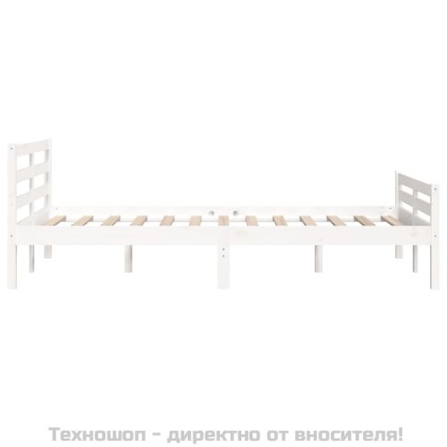 Рамка за легло, бяла, дърво масив, 150x200 cм, King Size