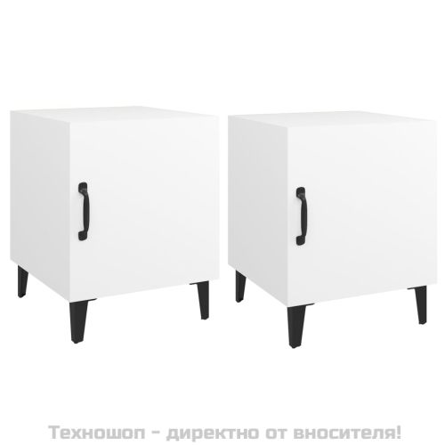 Нощни шкафчета, 2 бр, бели, инженерно дърво