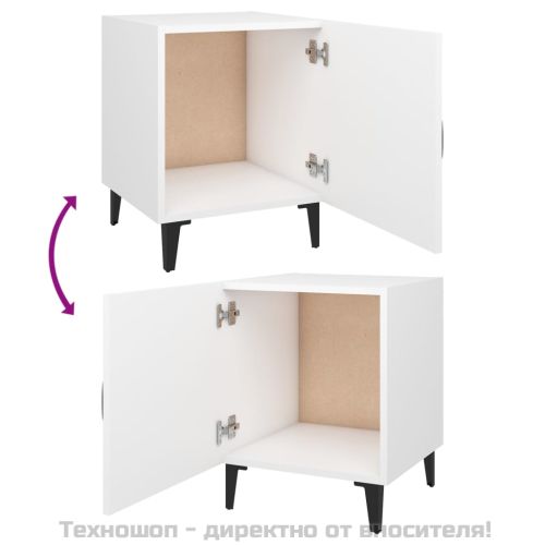 Нощни шкафчета, 2 бр, бели, инженерно дърво