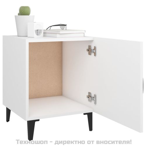 Нощни шкафчета, 2 бр, бели, инженерно дърво