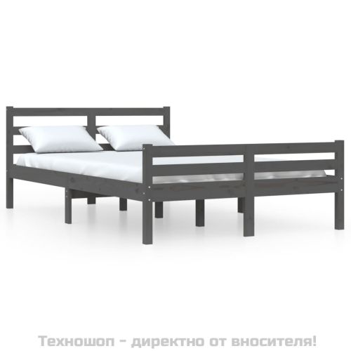 Рамка за легло, сива, масивно дърво, 120х200 см