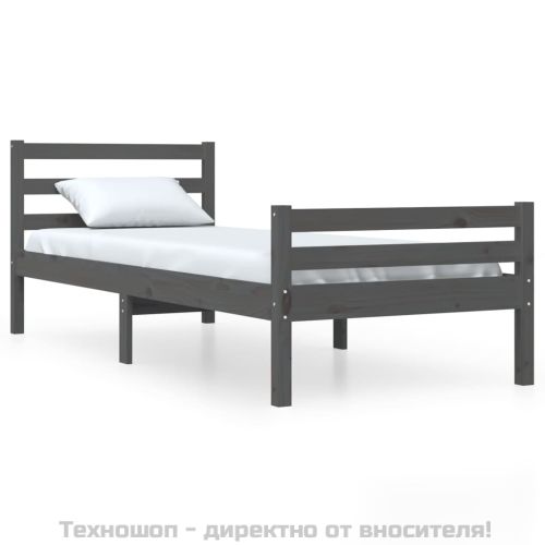 Рамка за легло, сива, масивно дърво, 100х200 см