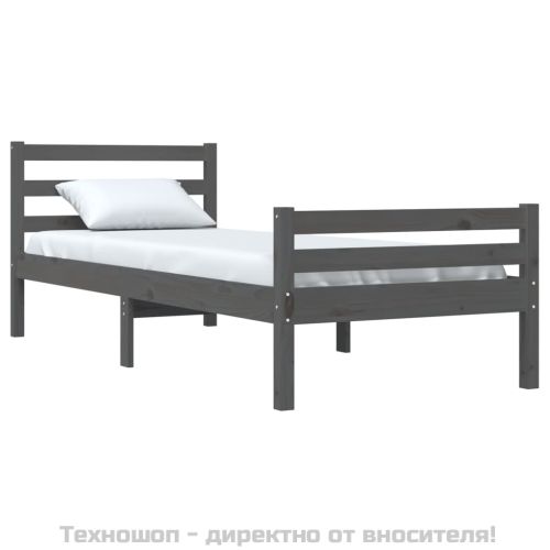 Рамка за легло, сива, масивно дърво, 100х200 см