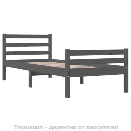 Рамка за легло, сива, масивно дърво, 100х200 см