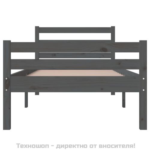Рамка за легло, сива, масивно дърво, 100х200 см