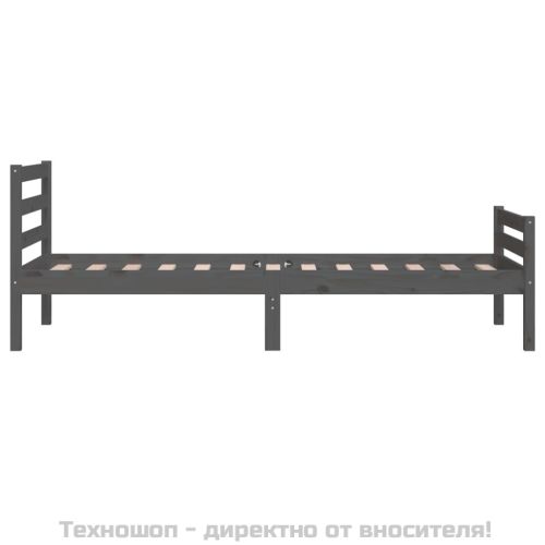 Рамка за легло, сива, масивно дърво, 100х200 см