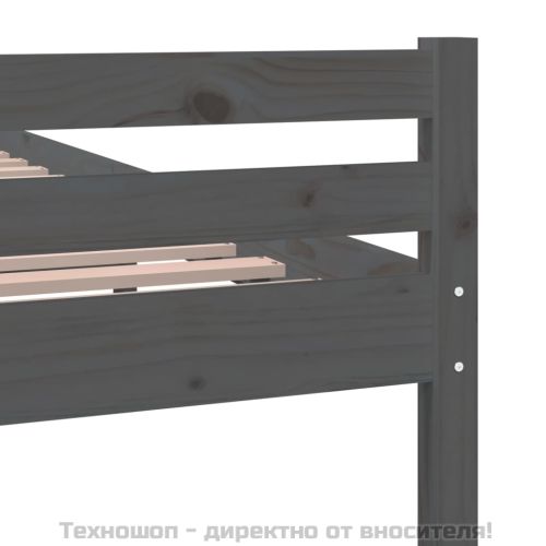 Рамка за легло, сива, масивно дърво, 100х200 см