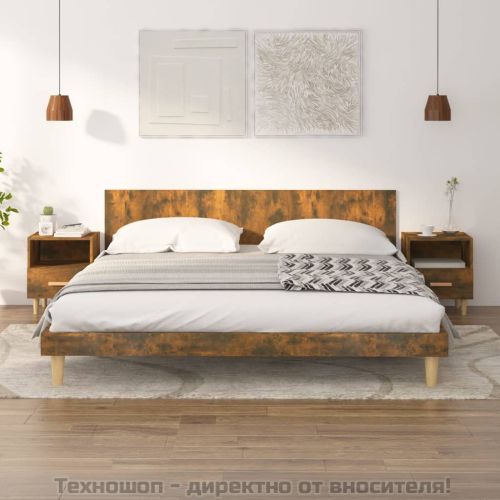 Нощни шкафчета, 2 бр, опушен дъб, 40x35x47 см