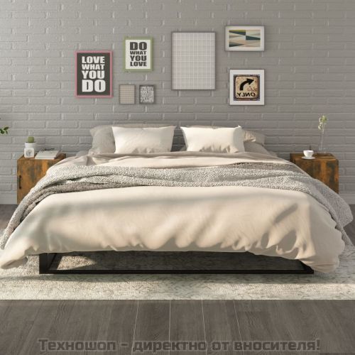 Нощни шкафчета, 2 бр, Опушен дъб, инженерно дърво