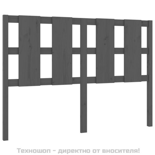 Горна табла за легло, сива, 125,5x4x100 см, бор масив