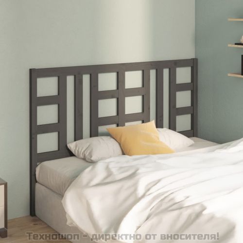 Горна табла за легло, сива, 141x4x100 см, бор масив