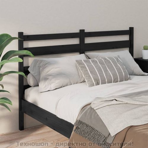 Горна табла за легло, черна, 166x4x100 см, бор масив