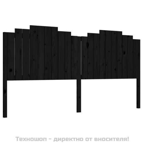 Горна табла за легло, черна, 206x4x110 см, бор масив