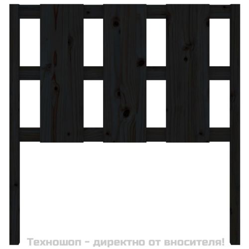 Горна табла за легло, черна, 95,5x4x100 см, бор масив