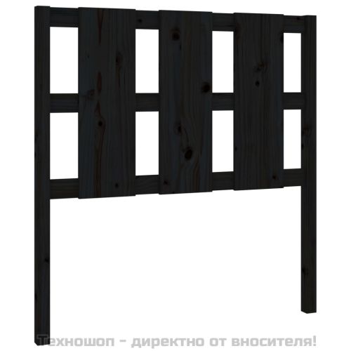 Горна табла за легло, черна, 105,5x4x100 см, бор масив