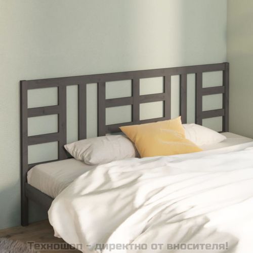 Горна табла за легло, сива, 186x4x100 см, бор масив