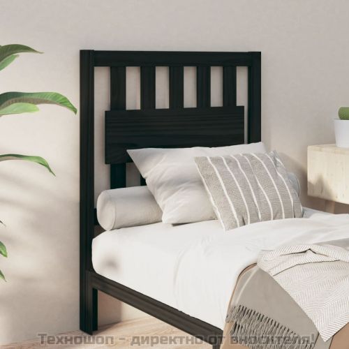 Горна табла за легло, черна, 80,5x4x100 см, бор масив