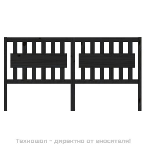 Горна табла за легло, черна, 125,5x4x100 см, бор масив
