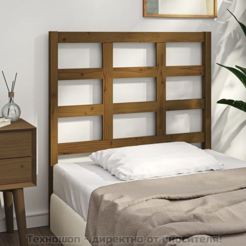 Горна табла за легло, меденокафява, 105,5x4x100 см, бор масив