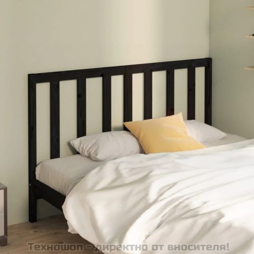 Горна табла за легло, черна, 126x4x100 см, бор масив
