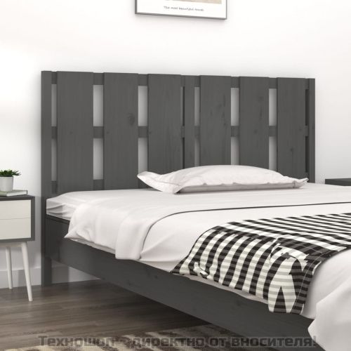 Горна табла за легло, сива, 155,5x4x100 см, бор масив