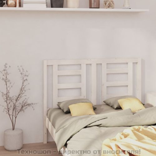 Горна табла за легло, бяла, 146x4x100 см, бор масив