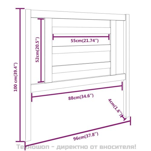 Горна табла за легло, бяла, 96x4x100 см, бор масив