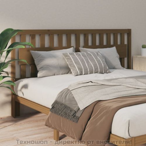 Горна табла за легло, меденокафява, 185,5x4x100 см, бор масив