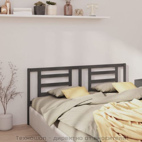 Горна табла за легло, сива, 206x4x100 см, бор масив