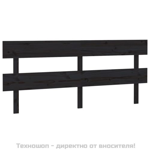 Горна табла за легло, черна, 184x3x81 см, бор масив