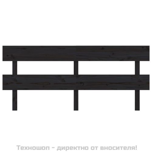 Горна табла за легло, черна, 184x3x81 см, бор масив