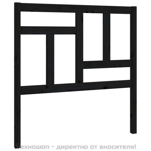 Горна табла за легло, черна, 95,5x4x100 см, бор масив