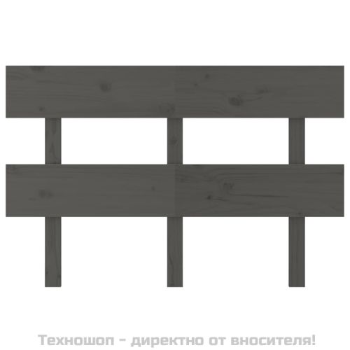 Горна табла за легло, сива, 124x3x81 см, бор масив