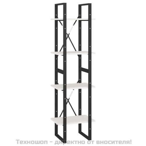 4-етажна библиотека, бяла, 40x30x140 см, борово дърво масив