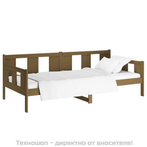 Дневно легло, меденокафяво, борово дърво масив, 90x190 см