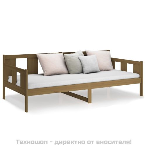 Дневно легло, меденокафяво, борово дърво масив, 90x190 см