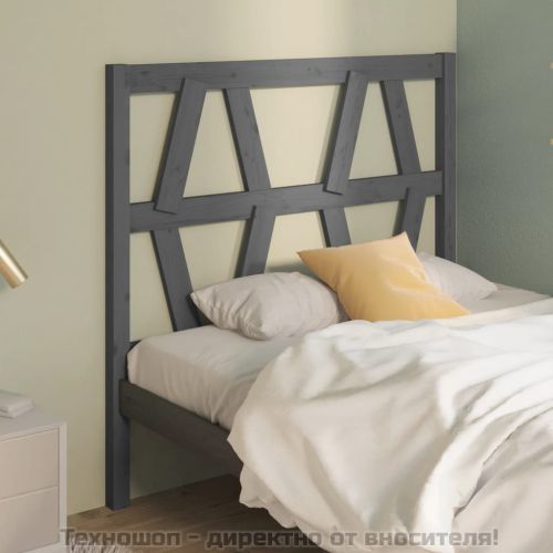 Горна табла за легло, сива, 96x4x100 см, бор масив