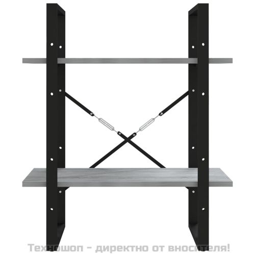 Библиотека на 2 нива, сив сонома, 60x30x70 см, инженерно дърво