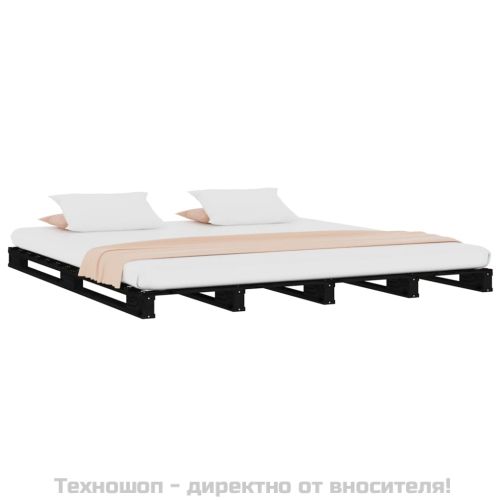 Легло от палети черно 120x190 см бор масив Small Double