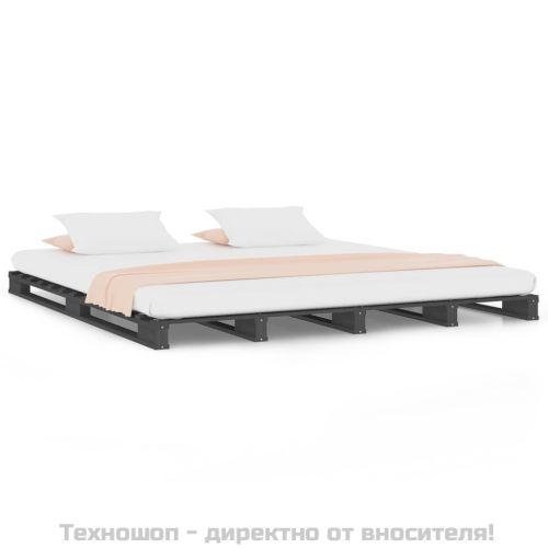 Легло от палети сиво 120x200 см борово дърво масив