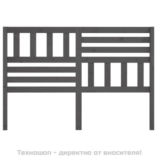 Горна табла за легло, сива, 126x4x100 см, бор масив