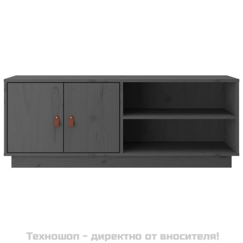 ТВ шкаф, сив, 105x34x40 см, бор масив