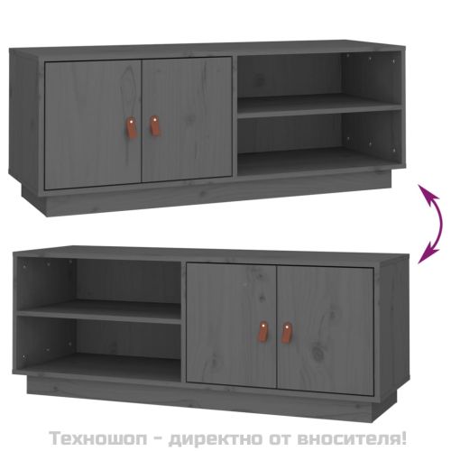 ТВ шкаф, сив, 105x34x40 см, бор масив
