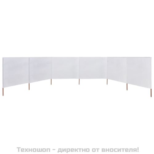 Параван против вятър от 6 панели, текстил, 800x80 см, бял