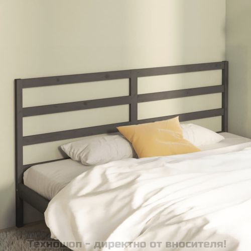 Горна табла за легло, сива, 206x4x100 см, бор масив