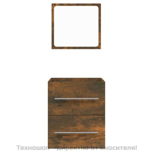 Шкаф за баня с огледало, Опушен дъб, 41x38,5x48 см