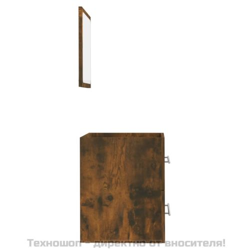 Шкаф за баня с огледало, Опушен дъб, 41x38,5x48 см