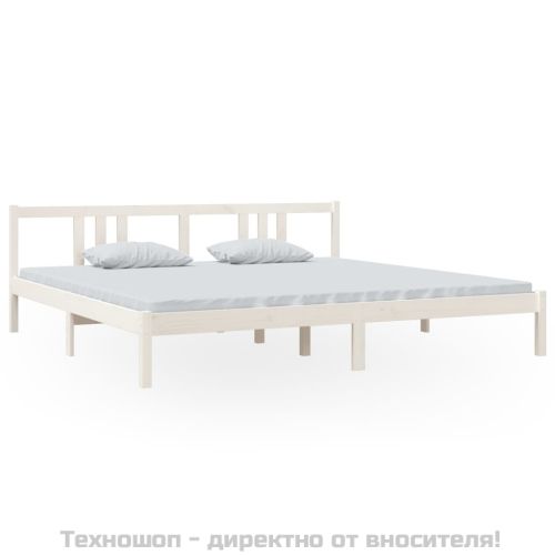 Рамка за легло, бяла, дърво масив, 200x200 см