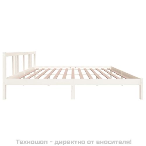 Рамка за легло, бяла, дърво масив, 200x200 см